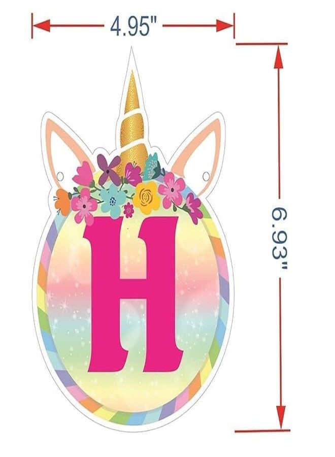 Partyjoy 16 Pieces Unicorn Happy Birthday Banner with Cake Topper Set, Multicolor, , Party Decoration Supplies happy birthday unicorn banner set of 1 - Image 2